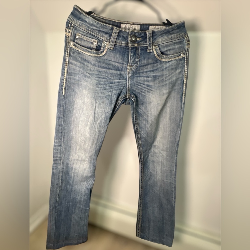 Daytrip Blue Straight Leg Jeans with Contrast Stitching